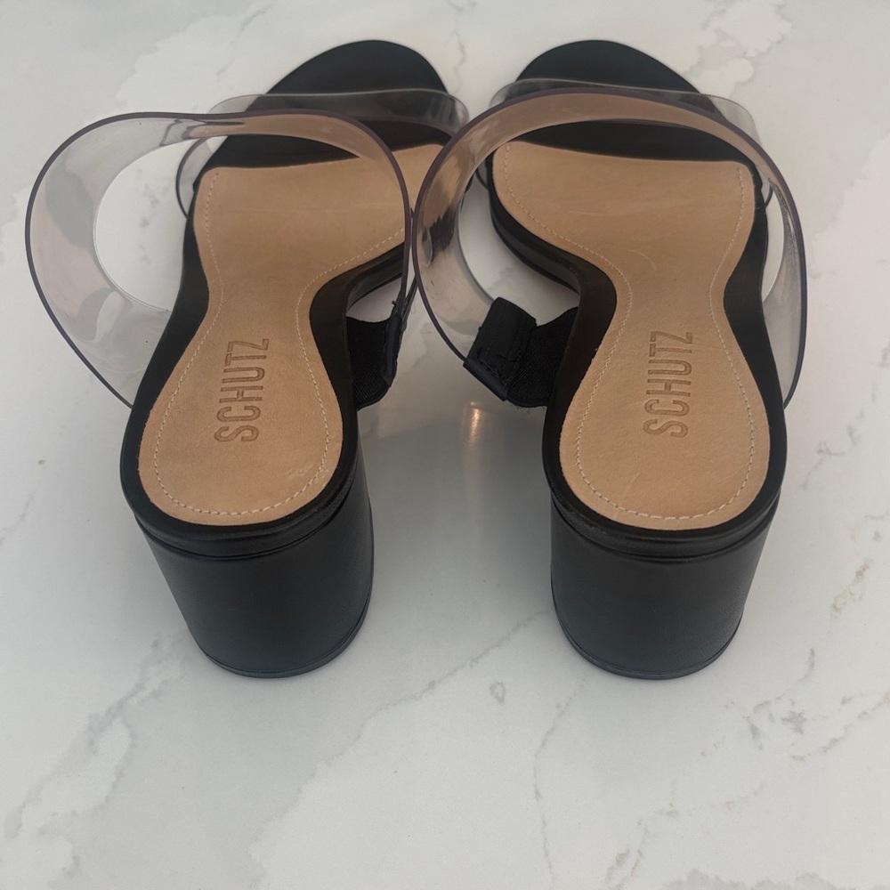 SCHUTZ Black and Transparent Strap Slide Sandal Size 6.5  NWT - Picture 5 of 11